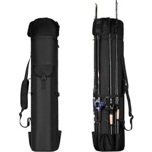 Wowelife Fishing Rod Carrier - Pole Bag Reel Organizer Case Storage for Gear, Travel - Gifts for Men, Family (Black)