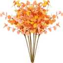 7 PCS Artificial Eucalyptus Stems Greenery Stems 24" Tall Orange and red Two Colors Leaves in Autumn Fake Plants Decor Faux Floral Stems for Vase Home Party Wedding Decorations (7PCS Orange)