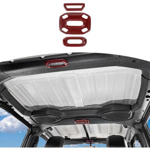 RT-TCZ for Jeep JL Red Carbon Fiber Dome Light Cover Trim for Jeep Wrangler JL Gladiator JT 2018-2023 Red Carbon Fiber Interior Accessories 3pcs