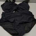 Daci Plus Size Two Piece Swimsuits - Women High Waisted Bikini Tummy Control Bathing Suits Knot Twist Swimwear 2025 (Black) 14W