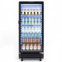 21.3 in. Single Zone 220-Cans Freestanding/Built-in Beverage Refrigerator Cooler in Black with LED Light, See-Thru Door