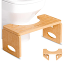 Beinilai Foldable Toilet Stool,7 Inches Poop Stool for Bathroom,Bamboo Toilet Stool Squat Adult,Potty Stool with Anti-Slip Strip