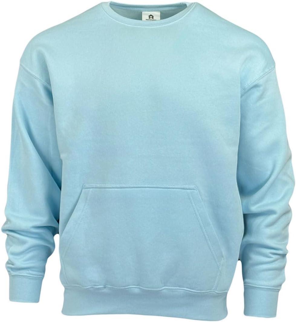 Homespun Ultra Soft Pouch Pocket Crewneck Sweatshirt (Small, Chambray)