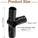 uxcell 4 Pcs Structural Pipe Connectors, 1-1/8" 4-way Metal Clamp Fittings Corner Pipe End Rails Clamp with Screws for DIY Shelf Garden Support, Black