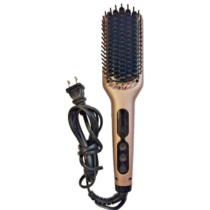 MEGAWISE Pro Ceramic Ionic Hair Straightener Brush for Home Salon | MCH Fast 20s Heating Tech with Auto-Off Safety | Anti-Scald with Universal Dual Voltage | Rotatable Power Cord (Black)