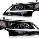 ECCPP Headlights for 2012-2014 for Toyota Camry Pair Headlight Assembly Black Housing Clear Reflector 8115006800 (Bulbs Not Included)
