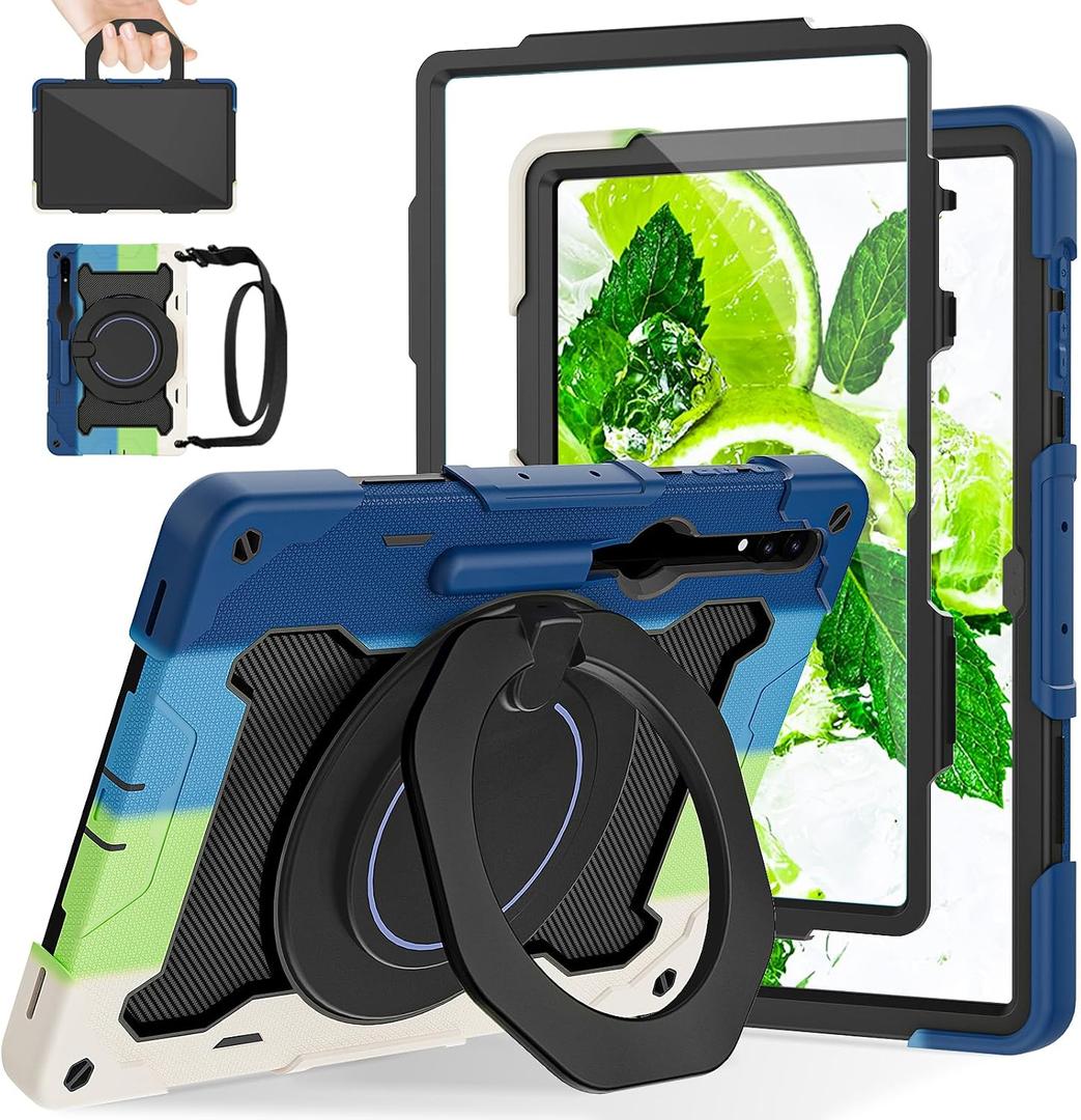 ROISKIN for Samsung Galaxy Tab S10 Ultra 2024/ S9 Ultra/ S8 Ultra Case 14.6 Inch, Heavy Duty Shockproof Protective Case with Screen Protector, Stand, Handle,Shoulder Strap and Pen Holder