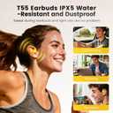 Transformers Open Ear Wireless Headphones Bluetooth 5.4 for Running & Workouts, Over The Ear Earbuds with IPX5 Waterproof Ear Hooks, Surround Sound, LED Display & Lanyard (Yellow - Bumblebee)