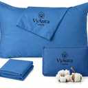 Pillowcases Set of 2 - Lightweight,100% Super Soft Egyptian Cotton 500 TC Easy Care Microfiber Toddler Travel Pillow case Zipper Closure (Medium Blue, 12x16 inch)