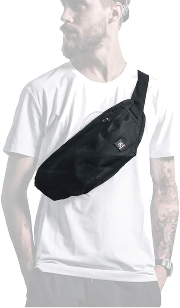 Fanny Packs for Women & Men Unisex Waist Bag Pack with Headphone Jack and Zipper Adjustable Strap Black Fanny Pack for Outdoors & Gym (fanny pack).