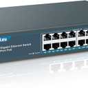 YuanLey 16 Port Gigabit PoE Switch with 2 Gigabit Uplink, 16 PoE+ Port 1000Mbps, 250W 802.3af/at, Metal Desktop/Rackmount, Unmanaged Plug and Play Network Switch