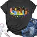LAZYCHILD Magical Shirts for Women: Magic Kingdom T-Shirt Princess Bow Shirt Family Vacation Holiday Short Sleeve Tops Darkgrey (Black, M)