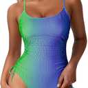 Viottiset Women's Ruched Drawstring One Piece Swimsuit Tummy Control High Cut 2025 Bathing Suit (S)