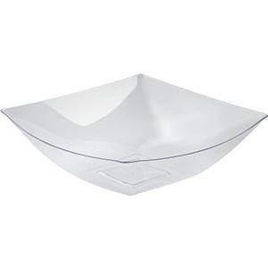 Restaurantware Moderna 64 Ounce Fancy Plastic Bowls 10 Square Disposable Salad Bowls - Durable Heavy-duty Clear Plastic Bowls For Warm And Cold Foods