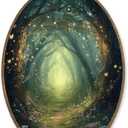 LKETW Vintage Fantasy Forest Oval Wall Art Decor, Rustic Nature Enchanted Forest Oval Canvas Hanging Decor, Mystical Cottagecore Wall Decorations for Home Bedroom Living Room, 8.6x11.4 Inch