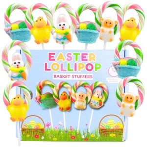 Easter Lollipops, Individually Wrapped Fruit Flavored Suckers, Gift Basket Stuffers (12 Count) (BBD 07/03/26)