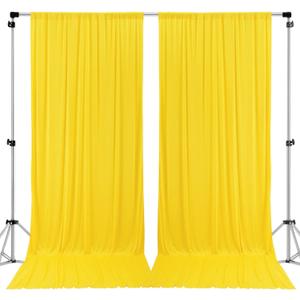 AK TRADING CO. 10 feet x 10 feet Polyester Backdrop Drapes Curtains Panels with Rod Pockets - Wedding Ceremony Party Home Window Decorations - Lemon Yellow (60"W x 120"L (Pack of 2))
