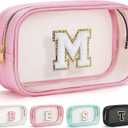YOOLIFE Initial Mothers Day Gifts for Mom Women Teacher Appreciation Gifts for Teacher Women Birthday Gift for Kids Girls | Clear Makeup Bag Teachers Gift Travel Toiletry Bag | Cosmetic Bags Pink M (EXP 08/15/30)