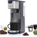 Mixpresso Gray Single Serve Coffee Brewer K-Cup Pods Compatible & Ground, 30 oz Compact Coffee Maker Single Serve With 5 Brew Sizes Up To 14 Oz, Fits Travel Mug, Adjustable Drip Tray