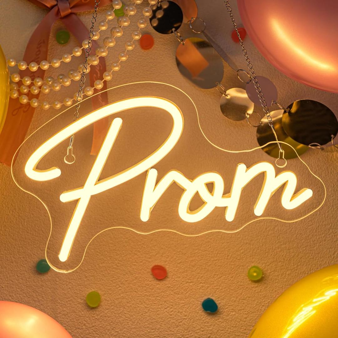 Prom Neon Sign Prom Party Neon Light Prom Decorations 2026 Prom Sign for Backdrop Grad Light Up Letters Graduation Party Decorations Class Of 2026 Congrats Grad Party Decor Gifts