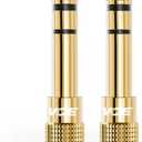 VCE 6.35mm Male to 3.5mm Female 1/4 inch to 1/8 inch 24K Stereo Audio Jack Adapter for Aux Cable, Guitar Amplifier, Headphone, 2 Pack