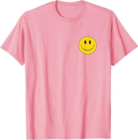 70s Yellow Smile Face Cute Happy Peace Smiling Face T-Shirt, XS
