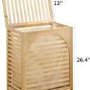 Laundry Hamper with Lid, Bamboo Clothes Laundry Basket with Handles, Removable 2-Section Liner bag, Hampers for Bedroom Aesthetic, Large Storage for Bath Towel, Sheets or Toys, Home (Natural), 21.9" x 13.8" x 26.6"