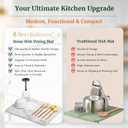 3 x Stone Drying Mat for Kitchen Counter - Replaces Kitchen Towel, Premium Diatomaceous Earth, Ultra Absorbent, Quick Drying Stone Mat, Elegant Marble Design, Non-Slip, 15.8" x 11.8", JEWEL