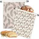 2 Pack Beeswax Bread Bags for Homemade Bread with Zipper, Large 13x17'' Reusable Beeswax Sourdough Bread Storage Bag, Keep Loaves Fresh Longer, Freezer Safe & Airtight, Natural, Zero Waste (Leaf)