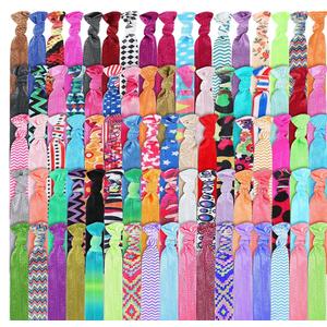 34 Pieces Elastics Hair Ties Ribbon Bulk No Crease Ponytail Holders Knotted Fold over Hair Bands for Women Girls