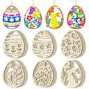 36Pc Easter Ornaments,DIY Wooden Easter Eggs Unfinished Wood Chips That Can Be Painted,Suitable for Craft Making Hanging Decorations Spring Party Events and Art Projects 2 Pack