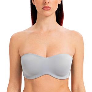 MELENECA Women's Strapless Bra for Large Bust Minimizer Unlined Bandeau with Underwire (30A, Grey)