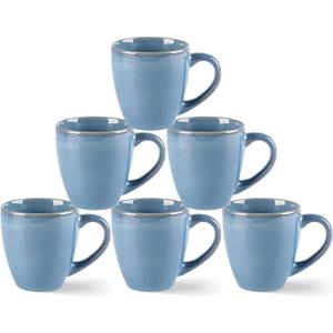 GBHOME Ceramic Coffee Mugs Set of 6, 12oz Stoneware Coffee Mugs Set For Dad Mom Women MEN, Light Weight Coffee Cups for Latte/Tea/Beer/Hot Cocoa, Dishwasher & Microwave Safe (Alaskan Blue)