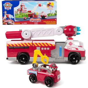 Paw Patrol Fire Rescue: Rapid Reload Fire Truck with Marshall Figure, Quick-Fire Launcher, Lights & Sounds, Kids Toys for Boys & Girls Ages 3 and Up