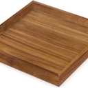 Acacia Wood Serving Tray,13"*13" Square Ottoman, Coffee Table Tray, Farmhouse Decorative Tray for Living Room, Kitchen, Bedroom