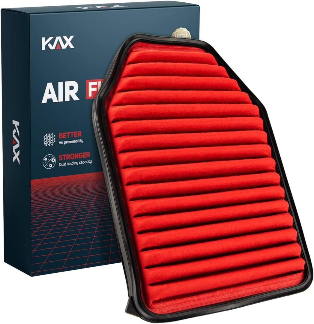 KAX Premium Engine Air Filter, GAF059 (CA10348) Replacement for Jeep Wrangler V6 2007 2008 2009 2010 2011 2012 2013 2014 2015 2016 2017, Wrangler JK 2018, 200% Longer Life