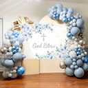 LaVenty Baptism Party Decorations Blue Silver Balloon Garland Backdrop Cross Balloon for First Communion Confirmation Party Supplies