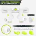 ProsourceFit Dual Pro Percussion Massage Gun, 6 Attachable Pieces for Deep Tissue Relief, Muscle Massager Gun with 4 Speed Levels, Adjustable Handles for Back Massage, and Quiet Portable Relief, White