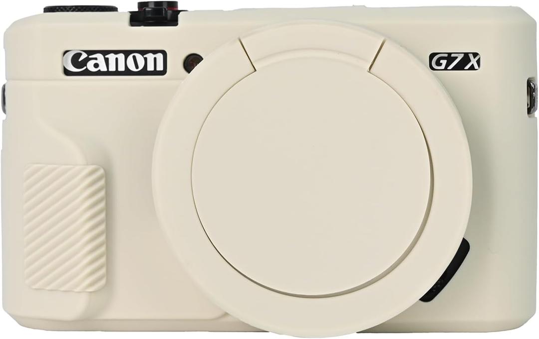 Easy Hood G7X Mark II Case, Protective Case for Canon Powershot G7X Mark II Digital Camera, Removable Lens Cover Silicone Sleeve Soft Camera Cover Rubber Protective Body Skin- Beige