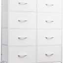 WLIVE Fabric Dresser for Bedroom, Tall Dresser with 8 Drawers, Storage Tower with Fabric Bins, Double Dressers, Chest of Drawers for Closet, Playroom, Dormitory, White