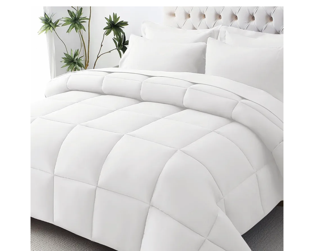 JOLLYVOGUE King Comforter Set, Ultra-Soft Bed in a Bag King Size 7 Pieces, Oeko-TEX Certified Bedding Set with Down Alternative Comforter, Sheets, Pillowcases & Shams, White