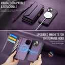 Strapurs for iPhone 15 Plus Detachable Wallet Case Compatible with Magsafe, RFID Blocking 9-Card Holder Zipper Wrist Strap Lanyard PU Leather Magnetic Phone Case for iPhone 15 Plus 6.7", Purple