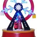 MerryPulse Christmas Village Ferris Wheel, 8 Songs & LED Light Snow Village Collectible Buildings for Home Indoor Decorations, Festive Gift (Multicolor)