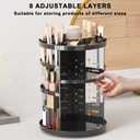 Jiavarry Rotating Makeup Organizer for Vanity, 360 Spinning Skincare Organizers with Adjustable Trays, Make Up Desk Storage Carousel Rack, Cosmetic Display Cases for Dresser Bathroom Countertop Black