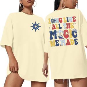 MNLYBABY in My Cruise Era Shirt On Cruise Mode Oversized Shirts Summer Vacation Beach Praty Family Cruise Tee Tops (XX-Large, Apricot-magical)