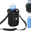 Panmout Hands-Free Magnetic Gym Bag with Gym Bottle - 3-in-1 Water Bottle Holder with 6 Magnets, 3 Pockets, Fits up to 40oz Bottle and Large Phone, Shoulder Strap for Gmy, Hiking and Travel (Black)