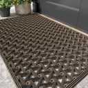 Color&Geometry Door Mat Outside Entrance with Drainage, Rubber Heavy Duty Dirt Trapper Waterproof Outdoor Welcome Mat, Outdoor Mats All Weather for Front Back Door Patio Entryway Entry, 32"X48" Brown