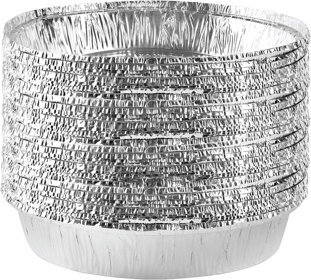 PLASTICPRO 9'' Inch Round Tin Foil Pans Disposable Aluminum, Freezer & Oven Safe - For Baking, Cooking, Storage, Roasting, & Reheating, Pack of 20