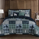 COLEMAN Lodge Patchwork Queen Size 5 Piece Comforter Set
