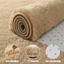 Small Throw Rugs for Bedroom, 2x3 Beige Mini Non-Slip Area Rug, Super Soft Plush Fluffy Carpet Modern Home Decor Aesthetic for Entryway Entrance Nursery Kids Room Dorm Office